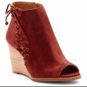 Peep toe wedge bootie